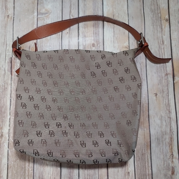 Dooney & Bourke vintage monogram leather trim hobo bag - Picture 1 of 2